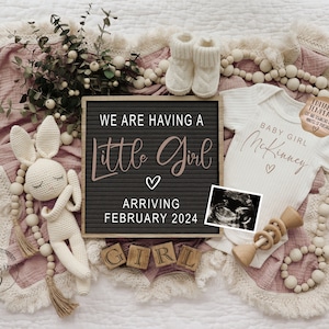 Baby Mädchen Digitale Schwangerschaftsmitteilung | Es ist eine Babyankündigung für Mädchen | Bearbeitbare Vorlage Gender Reveal für Social Media