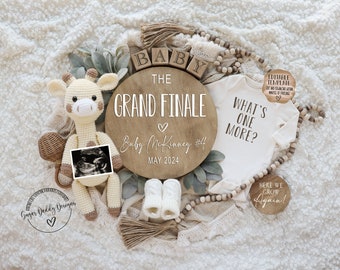 Giraffe Grand Finale Pregnancy Announcement: Neutral Baby Reveal (Digital Template)