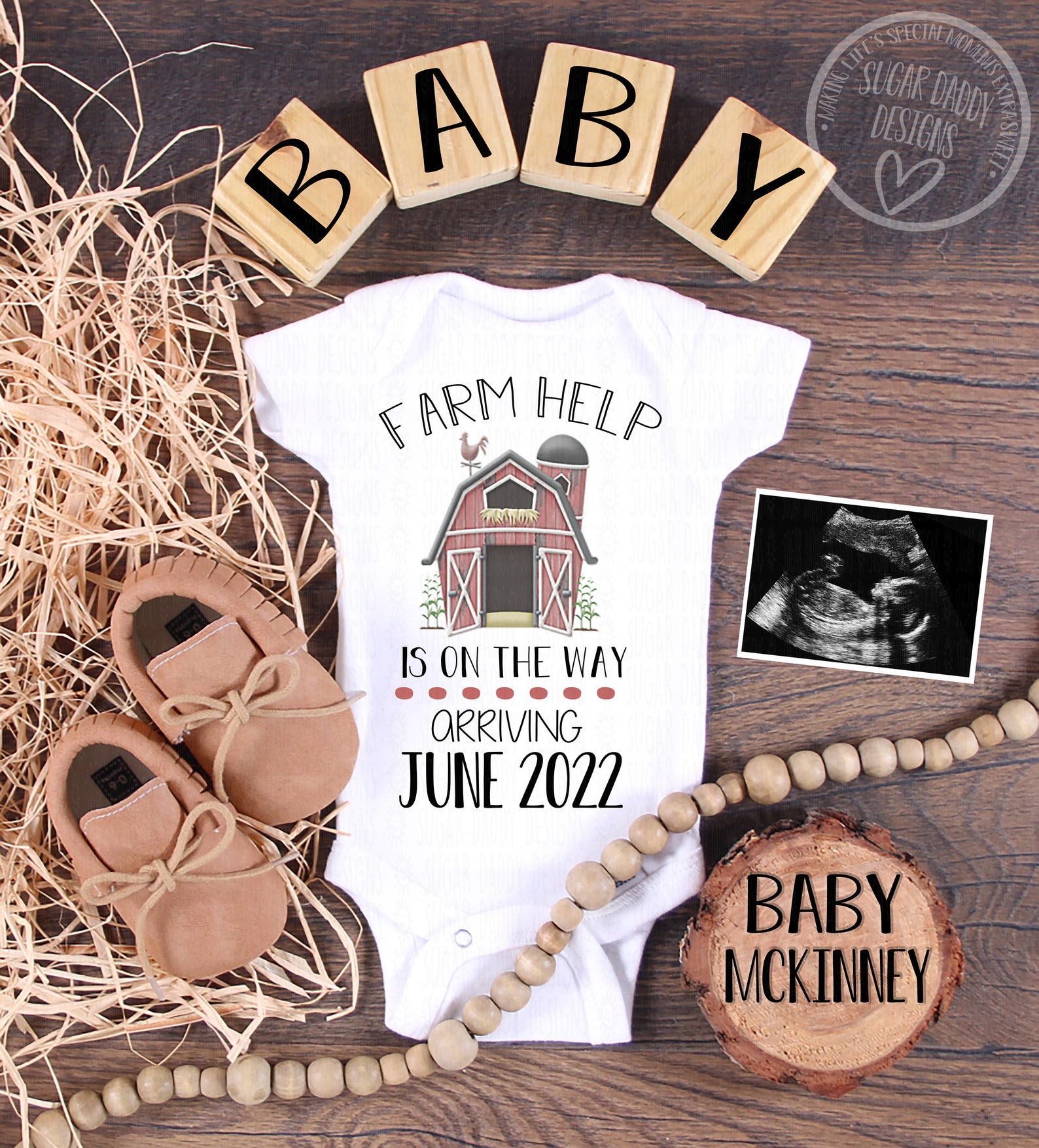 Farm Helps on the Way Digital Pregnancy Announcement Farm Etsy