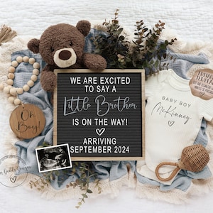 Baby Brother Digital Pregnancy Announcement, It's a Boy Gender Reveal Baby Announcement, Editable Template Gender Reveal for Social Media