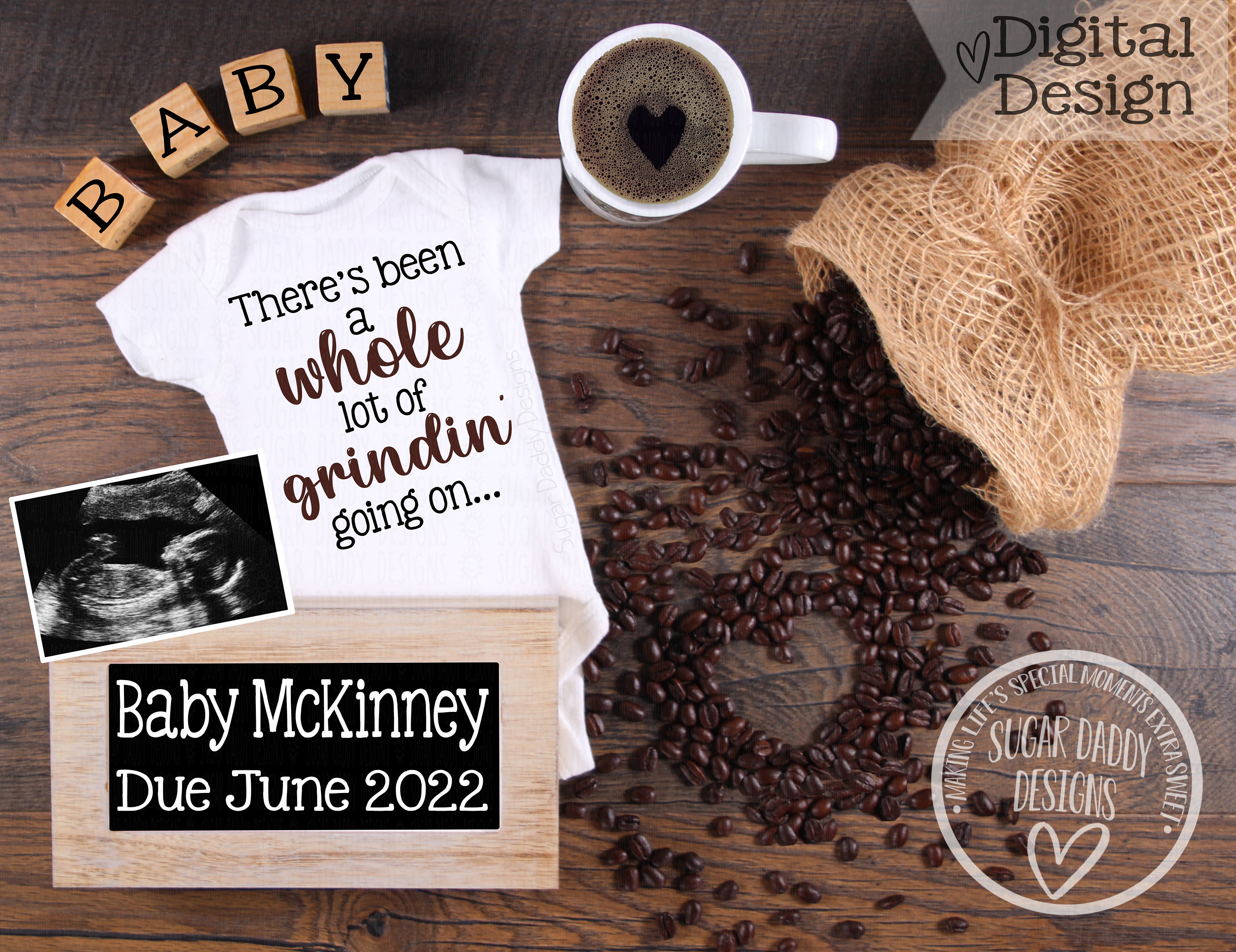 Funny Coffee Digital Pregnancy Announcement Coffee Baby Etsy