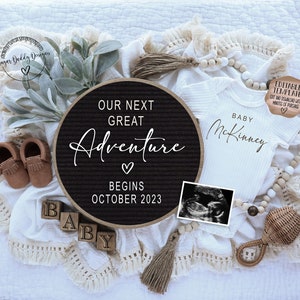 Neutral Pregnancy Announcement Digital | Boho Baby Announcement |  Social Media Facebook Instagram | Editable Template | Our Next Adventure