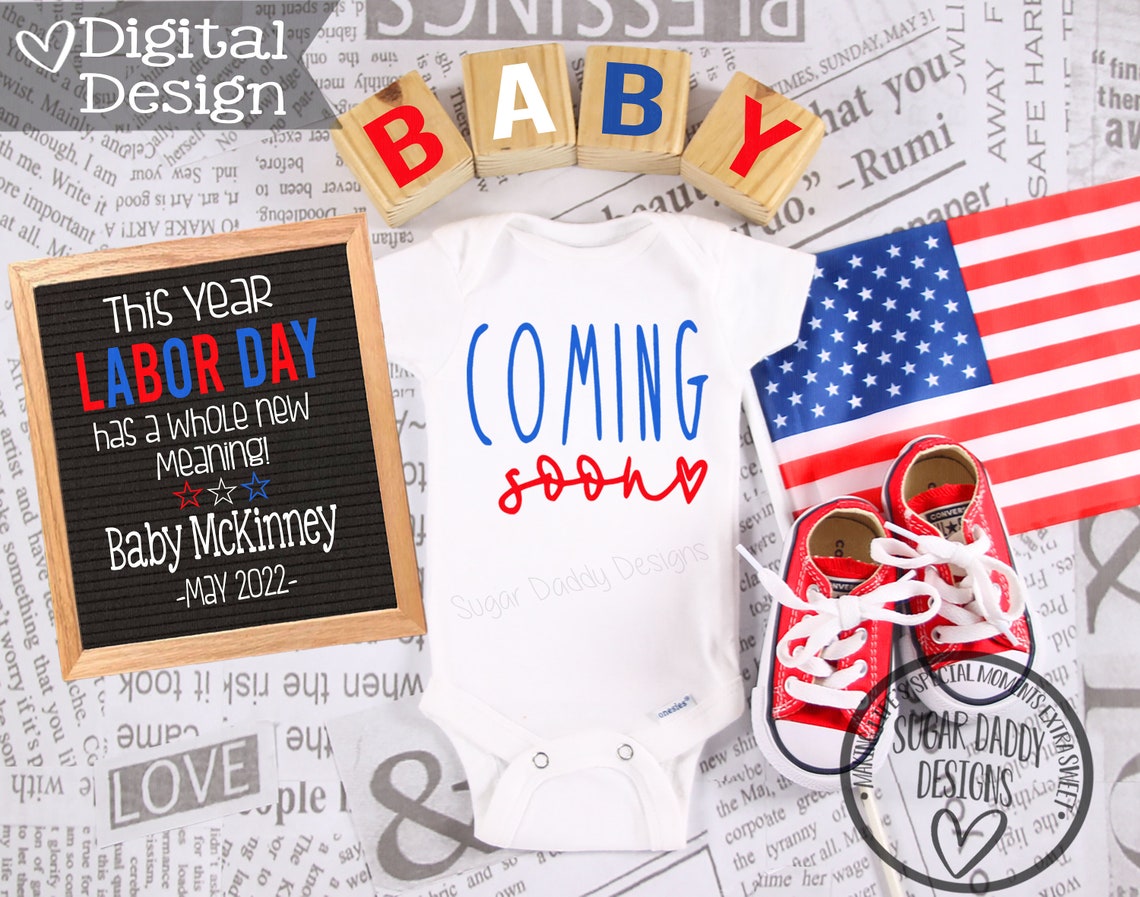 Labor Day Baby Announcement Social Media Pregnancy Etsy