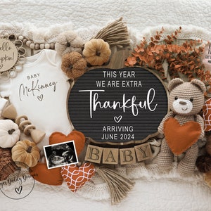 Thanksgiving Pregnancy Announcement: Gender Neutral, Fall Theme (Digital Template)