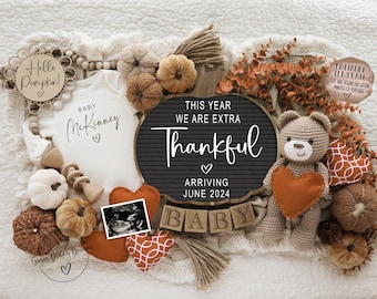 Thanksgiving Pregnancy Announcement: Gender Neutral, Fall Theme (Digital Template)