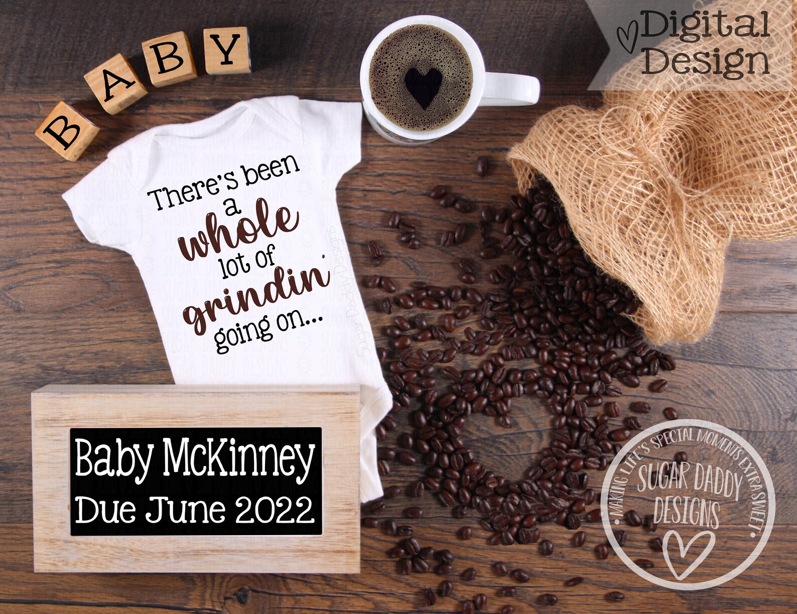 Funny Coffee Digital Pregnancy Announcement Coffee Baby Etsy UK