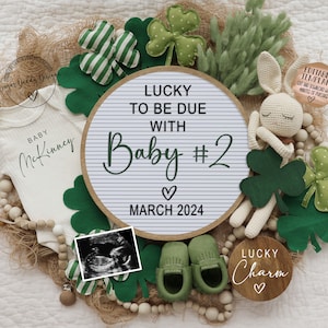 St. Patrick's Baby #2 Announcement: Lucky Charm Template (Digital)