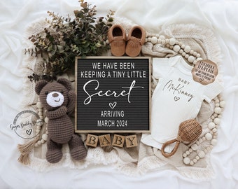 Teddy Bear Pregnancy Announcement: Neutral Social Media Template (Digital Download)