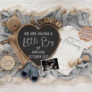 Baby Boy Pregnancy Announcement: Editable Digital Template