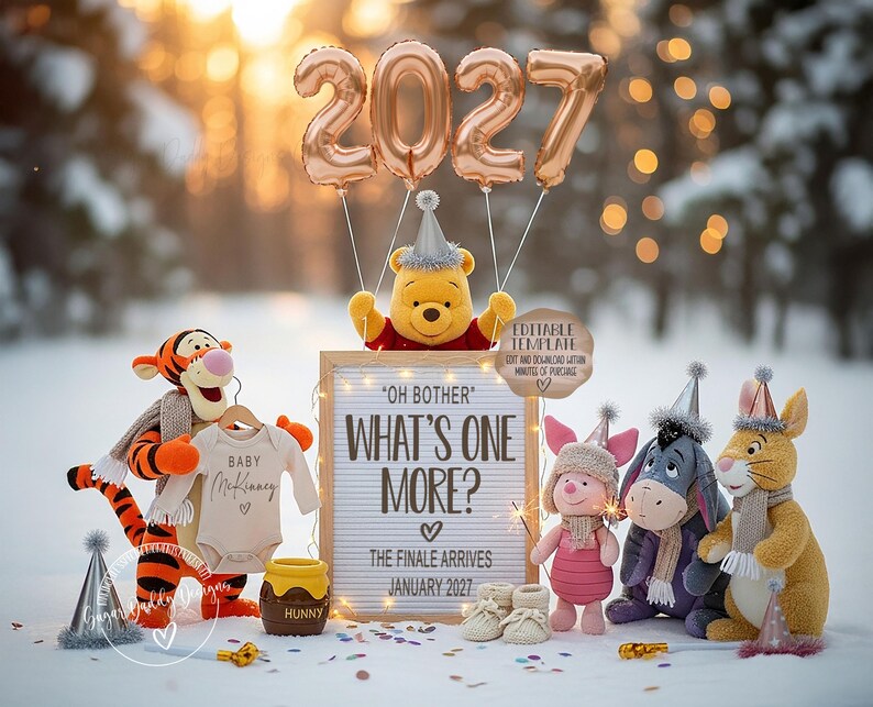 Last Baby Announcement Digital: 2027 New Year Last One Seriously, Editable Pregnancy Template image 2