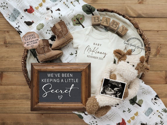 Farm Pregnancy Announcement Digital | Cowboy Baby Announcement | Social Media Facebook Instagram | Editable Template | Farm Ranch Help Il_570xn