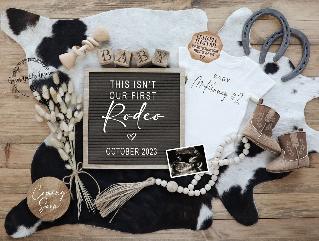Western Pregnancy Announcement Digital Cowboy Baby Announcement Social