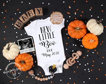 Halloween Schwangerschaftsankündigung: Neues Little Boo, Oktober Baby Enthüllung (Digital)