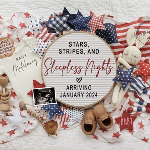 4th of July Pregnancy Announcement: Stars & Stripes (Digital Template)