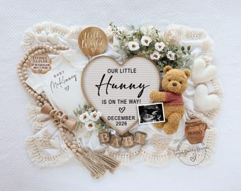 Zwangerschapsaankondiging Little Hunny | Baby-onthulling Winnie de Poeh | Digitale sjabloon