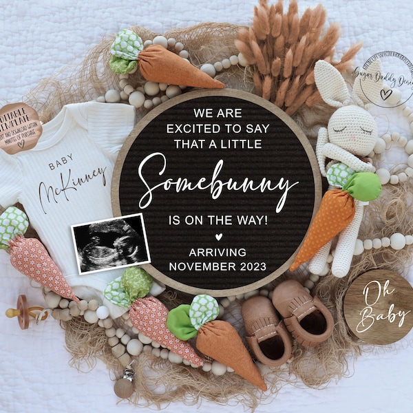 Easter Pregnancy Announcement Digital \ Easter Baby Announcement \ Editable Template \ Gender Neutral \ Social Media \  A Little Somebunny