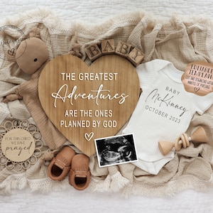 Pregnancy Announcement Digital Religious \ Gender Neutral Greatest Adventure\ Editable Template\ Baby Announcement Religious\ Planned by God