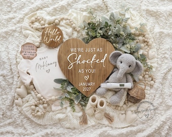 Pregnancy Announcement with Test, Digital Baby Announcement, Editable Template, Instant Download