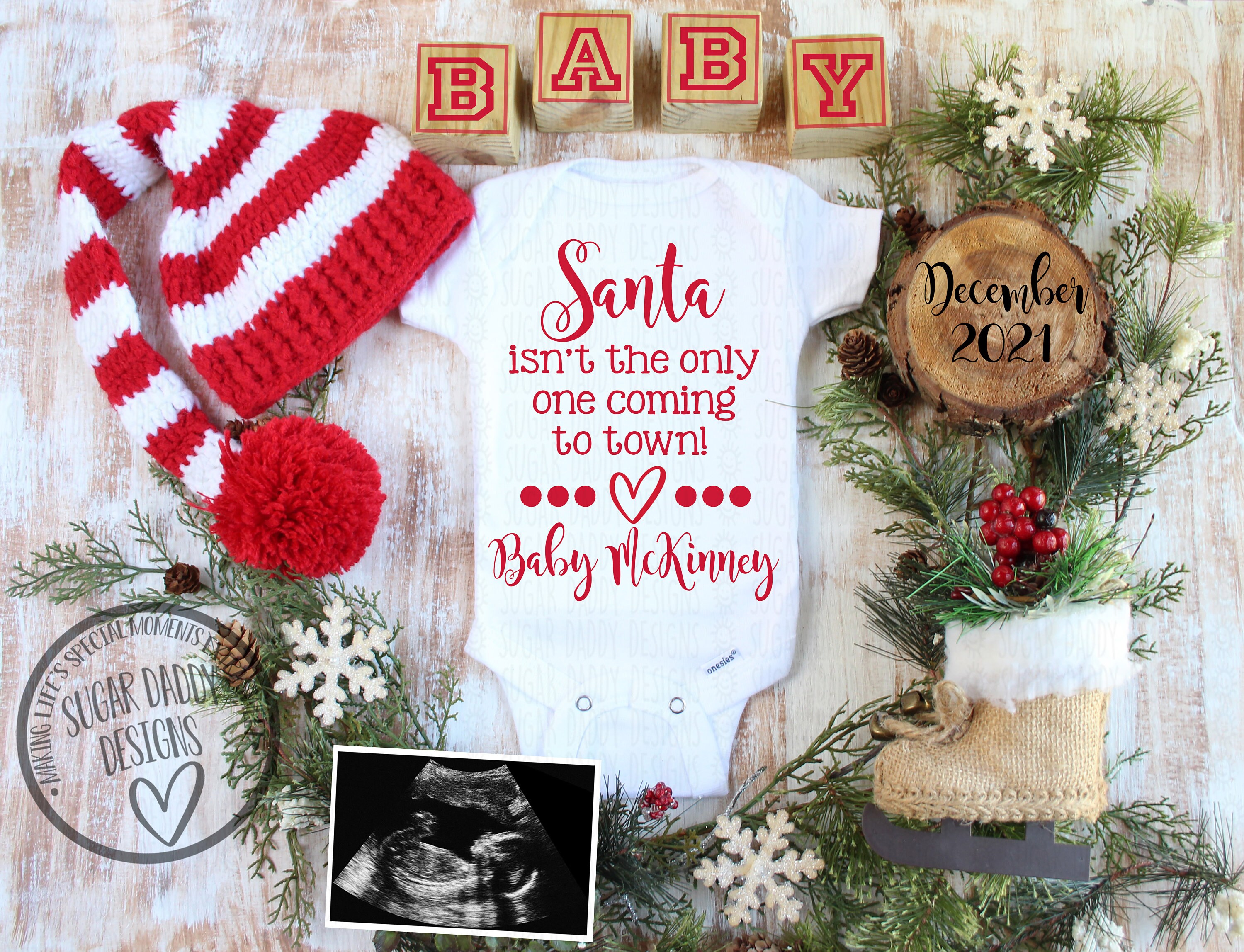 Due in December Personalized Pregnancy Announcement Social Etsy