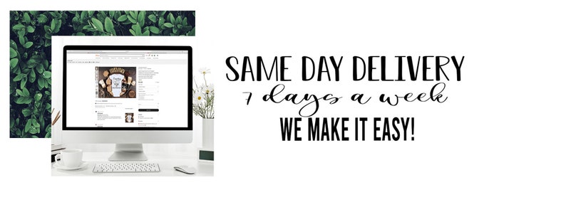 Puede incluir: Una pantalla de computadora que muestra un sitio web con una lista de productos. El texto en la pantalla dice "ENTREGA EL MISMO D&Iacute;A 7 d&iacute;as a la semana HACEMOS QUE SEA F&Aacute;CIL!"