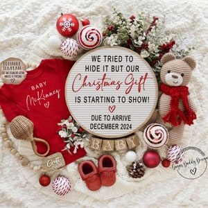 Christmas Digital Pregnancy Announcement, December Baby Announcement, Gender Neutral, Social Media, Editable Template, Most Special Gift