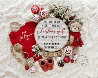 Christmas Digital Pregnancy Announcement, December Baby Announcement, Gender Neutral, Social Media, Editable Template, Most Special Gift