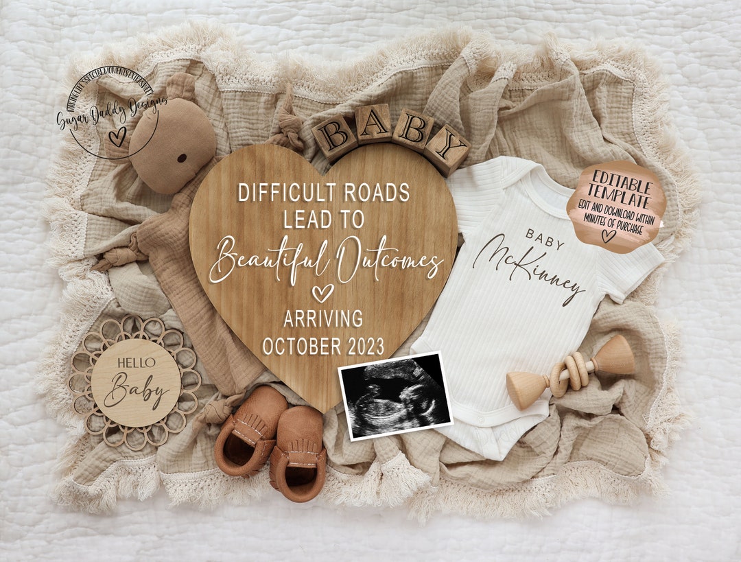 Pregnancy Announcement Digital Miracle Baby Announcement Gender Neutral
