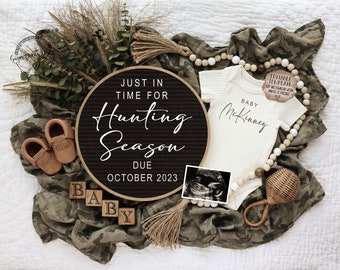 Hunting Pregnancy Announcement: Camo Baby Reveal, Editable Template (Digital Download)