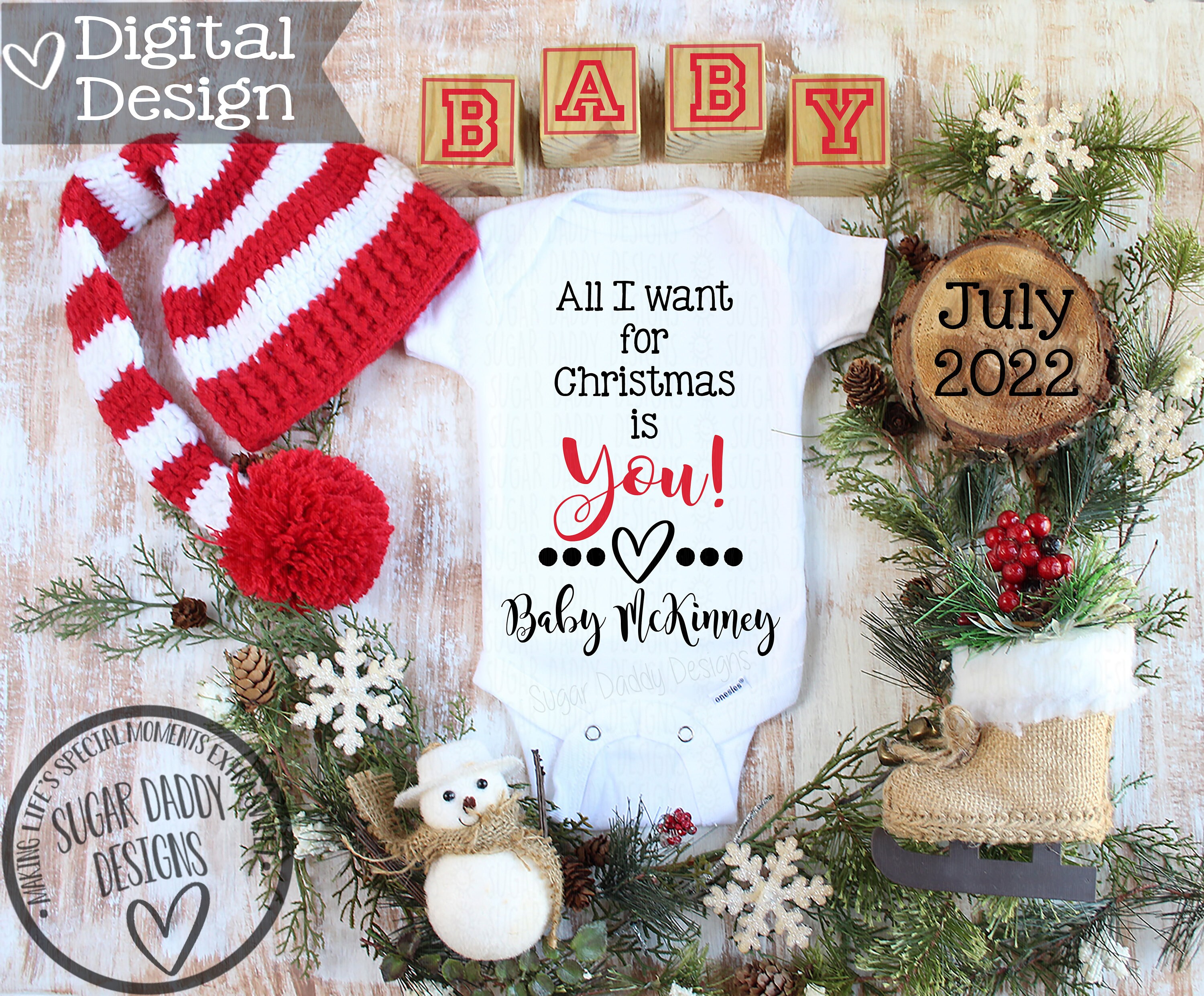 Mckinney Christmas 2022 Christmas Baby Digital Pregnancy Announcement All I Want For | Etsy