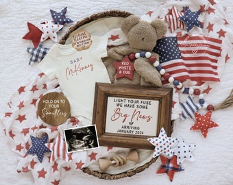 4th of July Pregnancy Announcement: Little Firecracker (Digital Template)