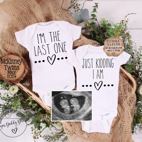 Spring Twin Pregnancy Announcement | Custom Baby Announcement Digital | Twin Social Media Pregnancy Announcement | Last One Just Kidding