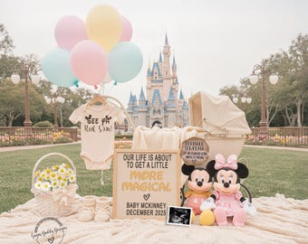Anúncio de gravidez da Mickey Minnie: Castelo mágico, modelo digital editável