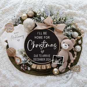 Weihnachten Digitale Schwangerschaftsankündigung ""fällig im Dezember Babymitteilung" ""Gender Neutral "" Bearbeitbare Vorlage ""