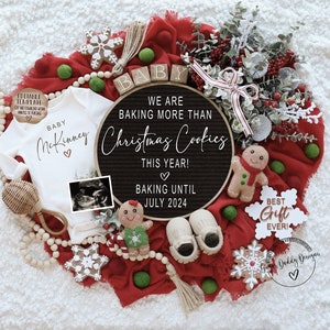 Christmas Cookie Digital Pregnancy Announcement | Holiday Baby Announcement | Social Media Announcement | Instant Editable Template