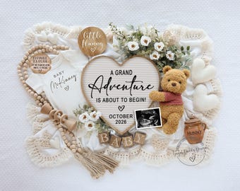 Pooh Schwangerschaftansage | Grand Adventure Baby Reveal | Digitale Vorlage