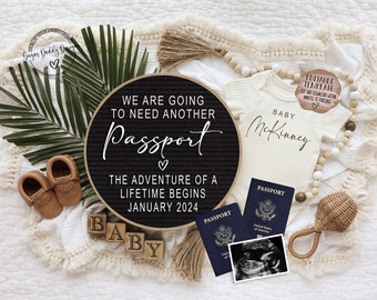 Travel Theme Pregnancy Announcement: Passport Design (Digital Download)