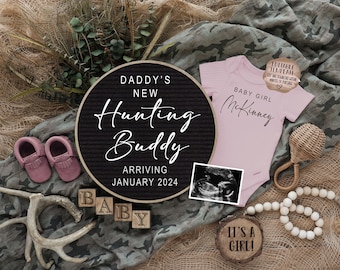 Baby Girl Hunting Announcement: Social Media Gender Reveal (Digital Download)