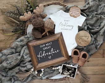 Camouflage Hunting Pregnancy Announcement Digital | Hunting Baby Announcement |  Social Media | Editable Template | Our Next Adventure