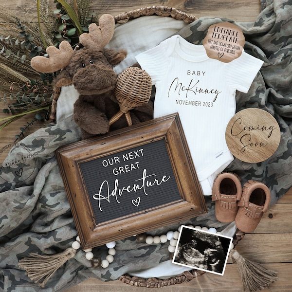 Camouflage Hunting Pregnancy Announcement Digital | Hunting Baby Announcement |  Social Media | Editable Template | Our Next Adventure