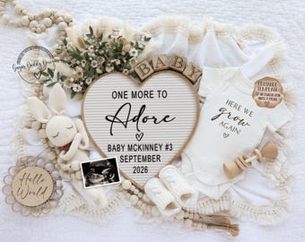 One More to Adore Pregnancy Announcement: Gender Neutral Digital Template