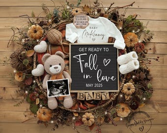 Fall Pregnancy Announcement: Gender Neutral, Editable Template (Digital Download)