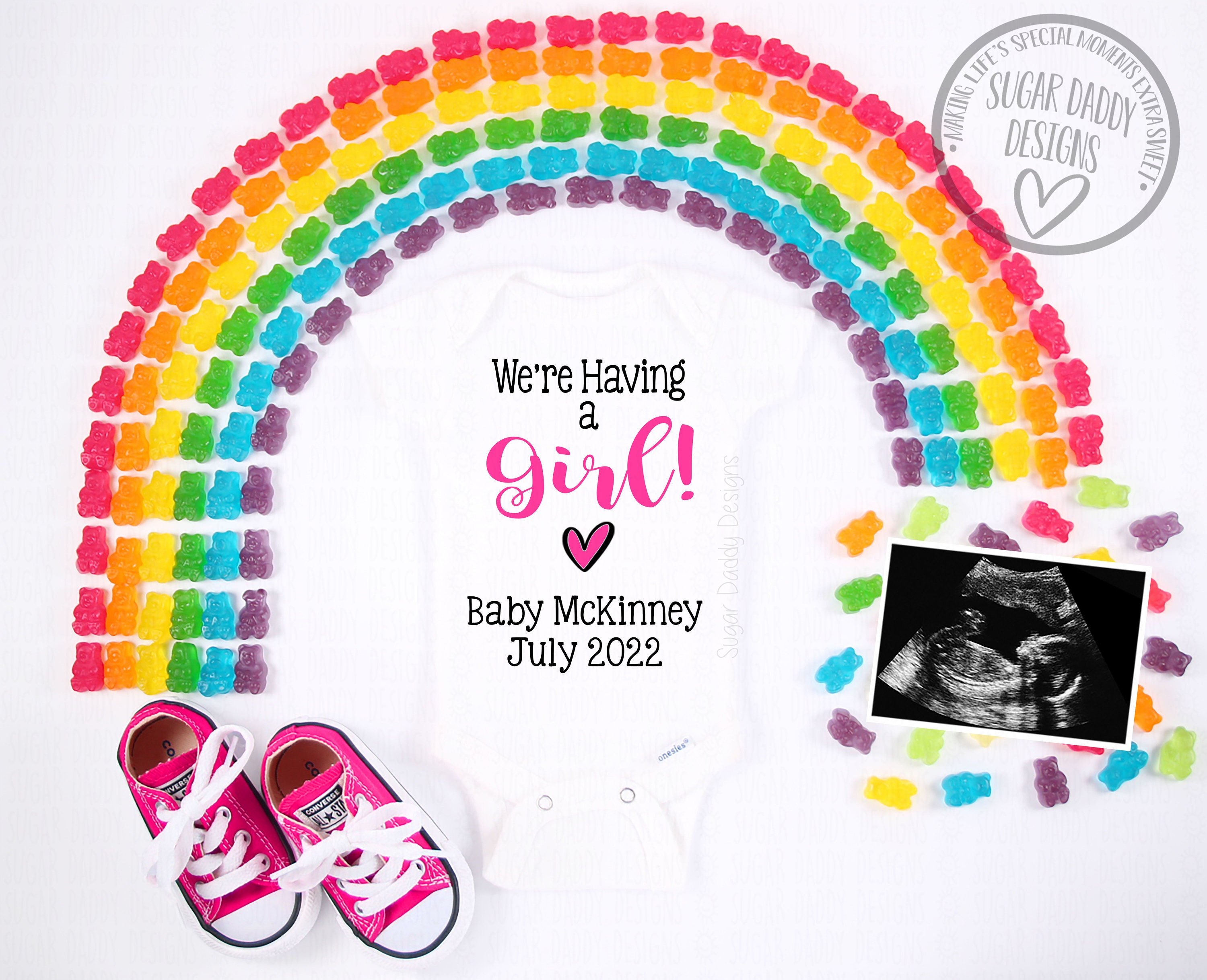 Rainbow Baby Girl Pregnancy Announcement It's a Girl Etsy