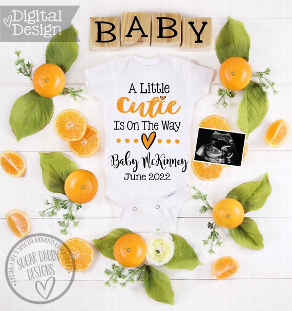 Little Cutie on the Way Pregnancy Announcement Cutie Oranges Etsy
