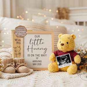 Editable Winnie-the-Pooh Baby Announcement Template (Digital Download)