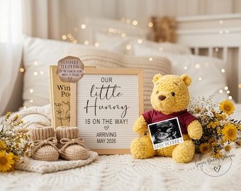Editable Winnie-the-Pooh Baby Announcement Template (Digital Download)