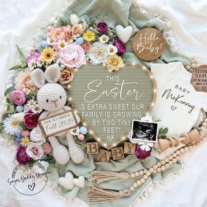 Easter Pregnancy Announcement Template: Spring Baby Reveal (Digital Download)