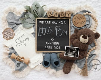 Baby Boy Digital Pregnancy Announcement | It’s a Boy Reveal | Editable Template for Social Media
