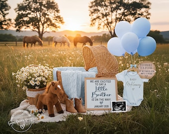 Western Baby Brother Pregnancy Announcement: Horse Ranch Gender Reveal (Digital Download
