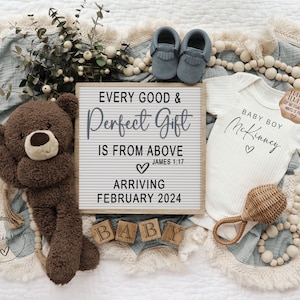 Religious Baby Boy Gender Reveal: Social Media Announcement (Digital)