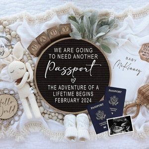 Travel Theme Pregnancy Announcement: Passport Design (Digital Template)